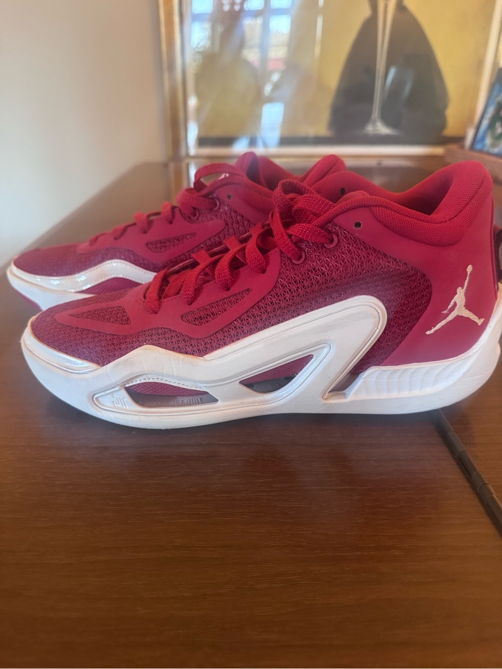 Jordan Tatum 1 Maroon/Red Basketball Sneakers with White Accents Size US 8.5
